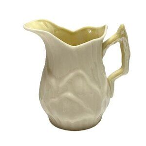 Vintage Belleek Lily Creamer White Yellow Luster Antique Ireland Porcelain 3.5"